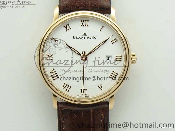 0309 Villeret 6651 RG ZF 1:1 Best Edition White Dial On Brown Leather Strap A Unique 8097
